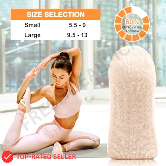 Amazon.com: Lacholin Yoga Socks with Grips for Women, Cotton  Non-Slip Pilates Socks with Grips for Yoga Barre Dance Workout Comfort